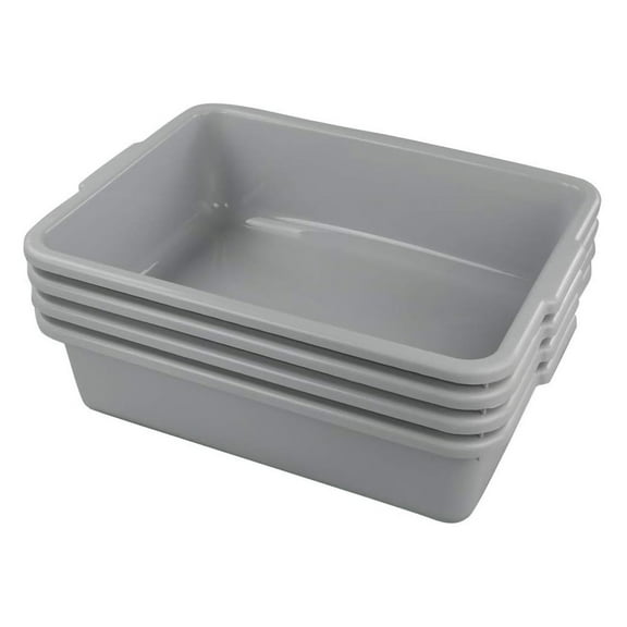 Plastic Dish Tubs, Bus Box/Wash Basin Tote Box, 4-Pack(Grey, 22L)