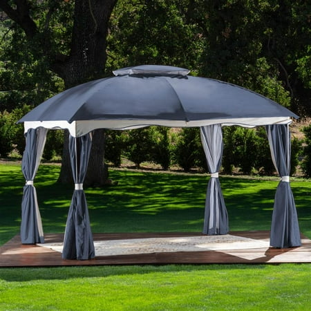 Gravina Outdoor Gazebo In Blue And Dark Gray Walmart Com