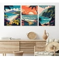 thumbnail image 2 of 3Pcs Hawaii Travel Wall Art Retro Exotic Tropical Canvas Posters Ocean Beach Prints Waves Landscape Pictures Vintage Mountain Paintings Wall Decor For Bedroom Living Room Artwork Framed, 2 of 5