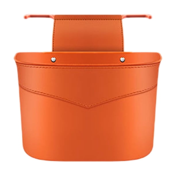Papelera de coche con bolsa de almacenamiento - Contenedor colgante de cuero para silla y puerta - Organizador 7,36x5,43x3,54 pulgadas, naranja/beige