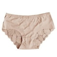 thumbnail image 1 of Gibobby Calzones de encaje para mujer Ropa interior interior sin de patchwork de encaje de seda de hielo para mujer(Beige,Talla única), 1 of 3