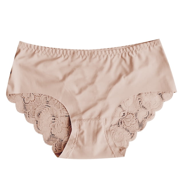Gibobby Calzones de encaje para mujer Ropa interior interior sin de patchwork de encaje de seda de hielo para mujer(Beige,Talla única)