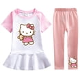 thumbnail image 4 of Hello Kitty Girl Hit Color falda de hoja de loto de manga corta pantalones casuales sólidos conjunto de dos piezas bebé nueva moda traje culotte de algodón, 4 of 5