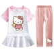 thumbnail image 3 of Hello Kitty Girl Hit Color falda de hoja de loto de manga corta pantalones casuales sólidos conjunto de dos piezas bebé nueva moda traje culotte de algodón, 3 of 4