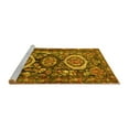 thumbnail image 2 of Ahgly Company Machine Washable Indoor Round Medallion Yellow Traditional Area Rugs, 4' Round, 2 of 4
