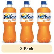 (3 pack) Sunkist Zero Sugar Orange Soda, 20 fl oz Bottle