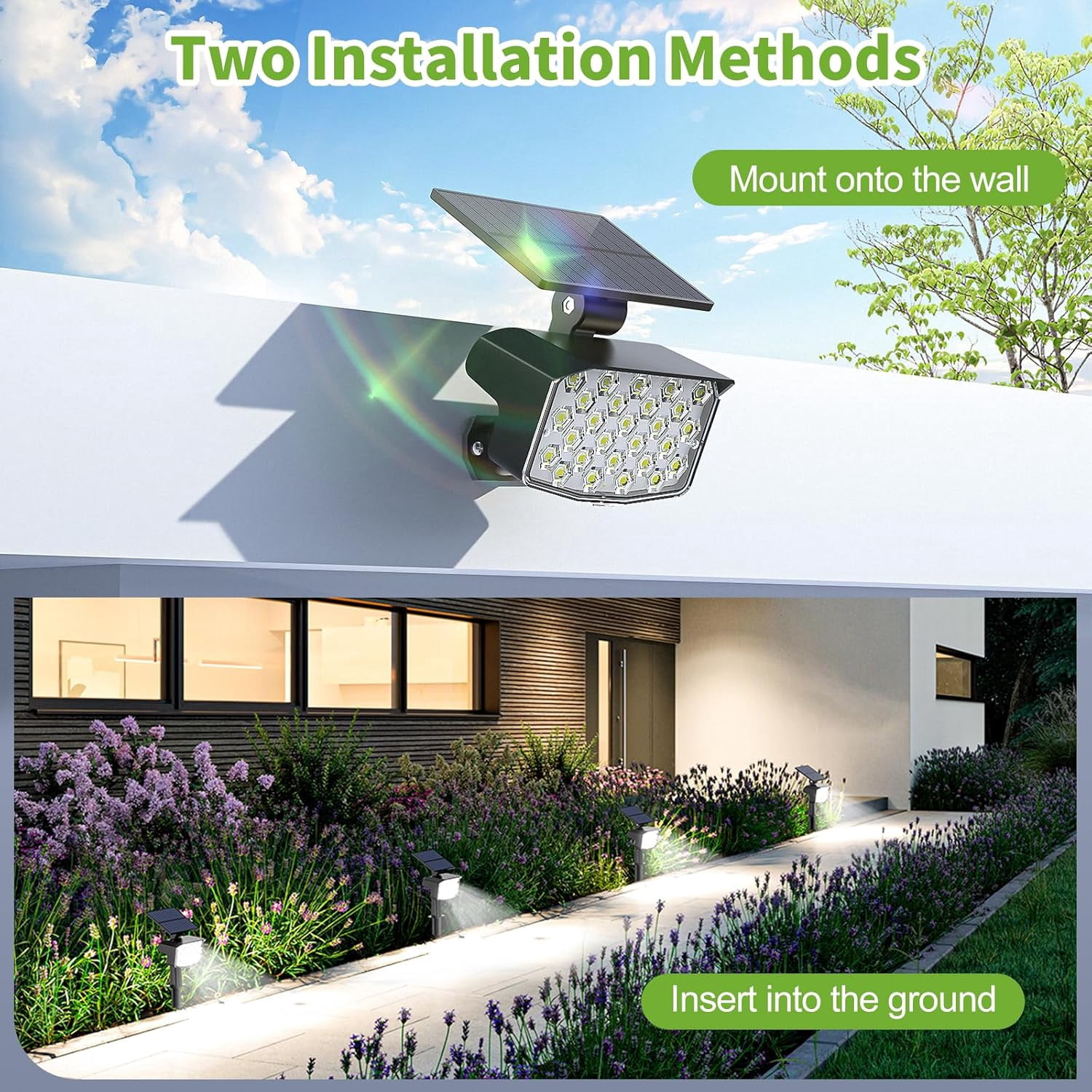 Solar Spot Lights Outdoor, 8 Pack, 3 Modes, Adjustable Landscape Solar Lights, IP65 Waterproof for Walkway, Yard, Garden, Driveway Security-Cool White