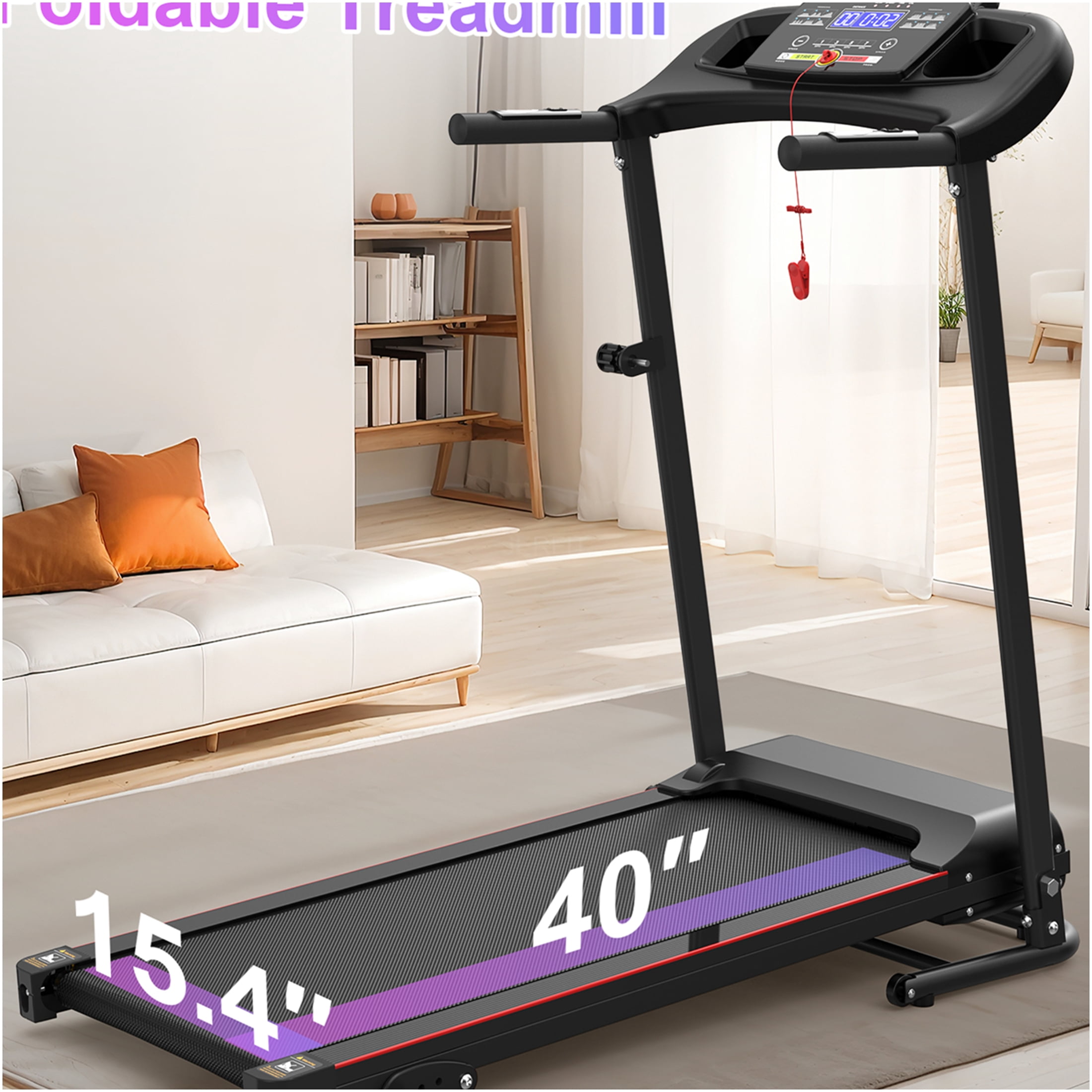 JERFIT Electric Folding Treadmill for Home, 2.5HP Motor 12KM/H Speed, 3-Level Incline, Bluetooth Speaker, Compact Running Machine for Cardio Workout