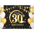 thumbnail image 3 of JTNero Large Happy Birthday Banner Black Gold Birthday Party Background Decoration 80 x 120CM Birthday Banner Sign Poster Anniversary Decoration Supplies for 30th 40th 50th 60th, 3 of 11
