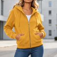 thumbnail image 5 of Fashion Lightweight Hoodies for Womens Pullover Full-Zip Up Casual Comfortable Solid Color Hoodie Drawstring Long Sleeve Pockets Hooded Sweatshirt Coat, 5 of 8