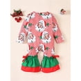 thumbnail image 3 of Suealasg Baby Girls Christmas Footies Rompers Newborn Long Sleeve Santa Claus Print Striped Bow Jumpsuit 6M 12M 18M 24M Infant Girls Christmas Clothes, 3 of 9