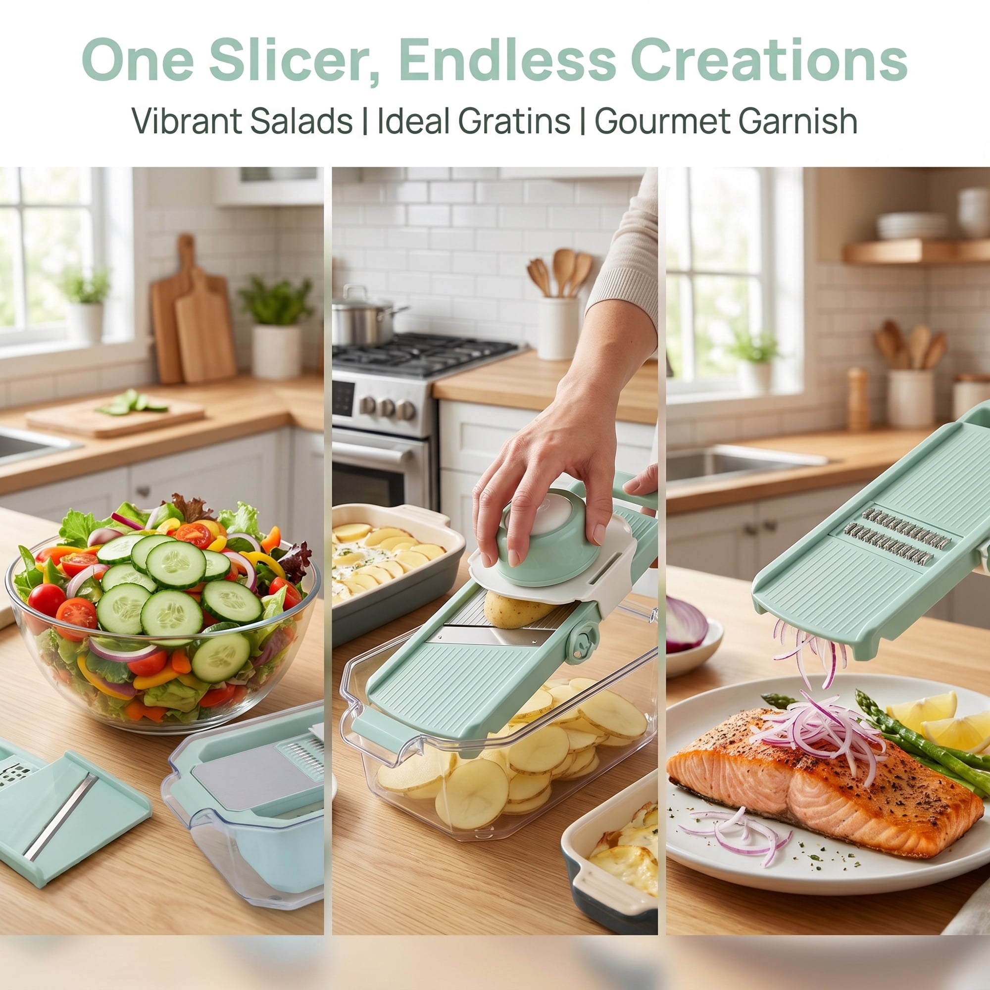 Unique Bargains All-in-One Kitchen Slicer and Chopper for Cooking 3 in 1(C) 13.6x8.3in