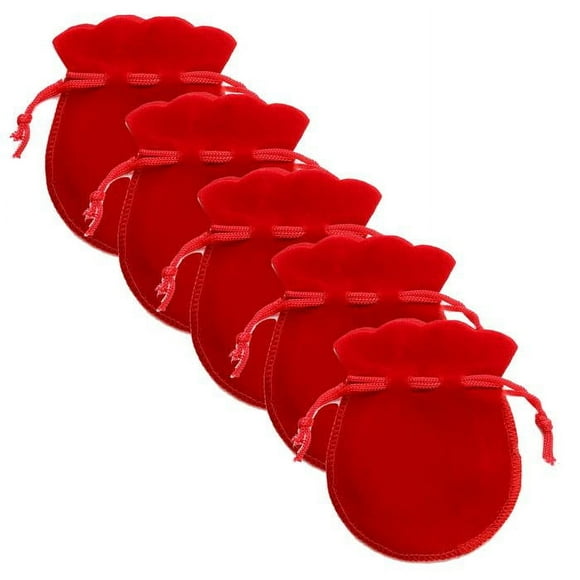 Bolsa Mini de Terciopelo VelvtyRed 5Pzas Rojo 7x9cm Terciopelo Bolsa en Forma de Calabaza.