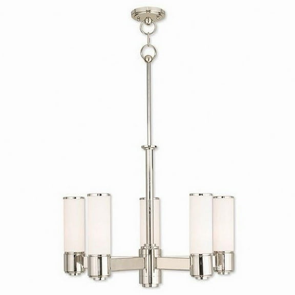 Modern Contemporary Five Light Chandelier-Polished Nickel Finish Bailey Street Home 218-Bel-2120520