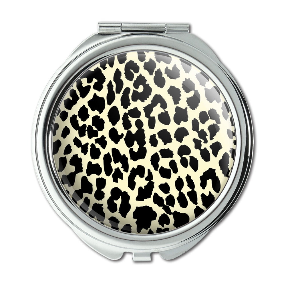 Leopard Print Tan and Black Compact Purse Mirror