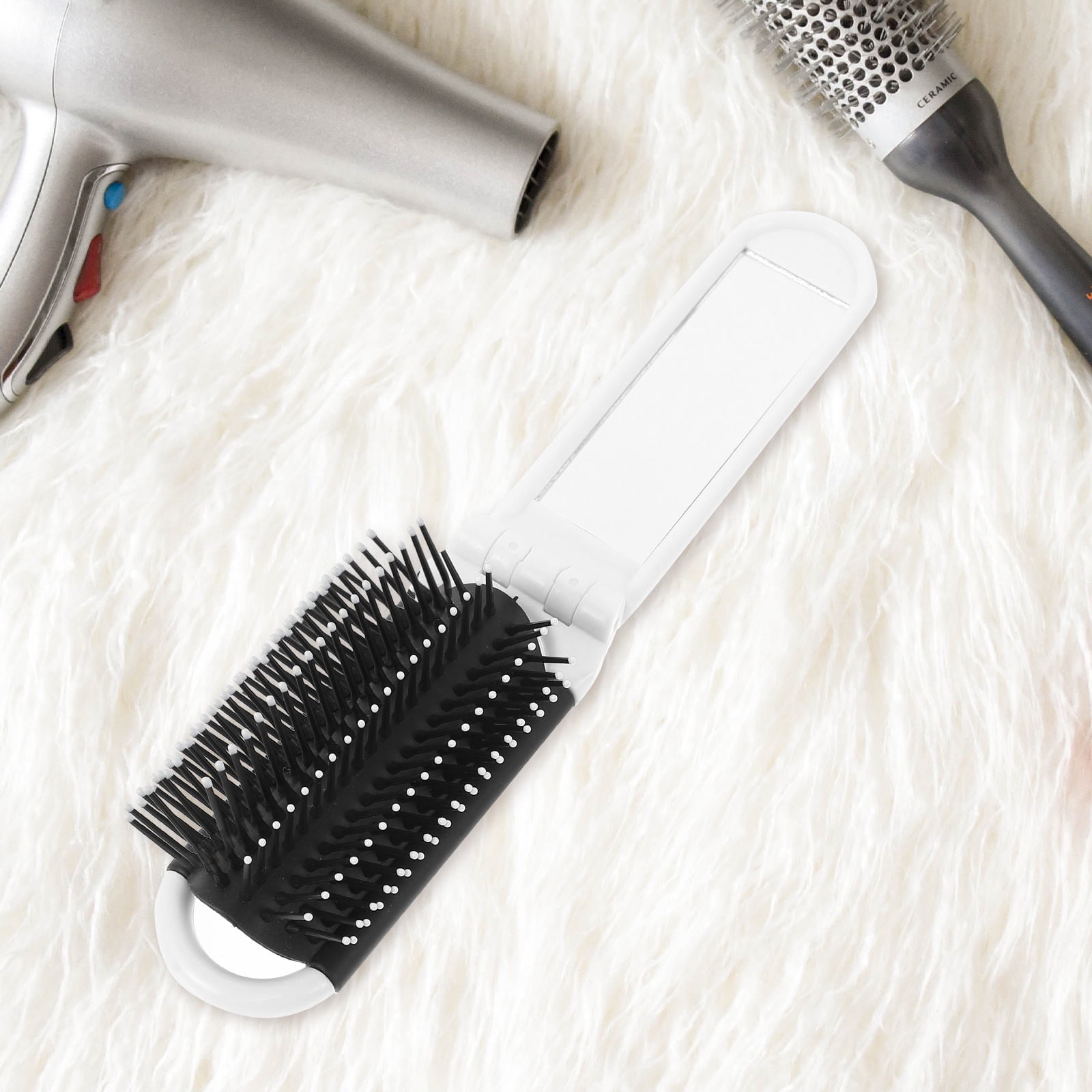 TITINICE 5Pcs Portable Foldable Hair Combs with Mirror Compact Detangling Styling Tools