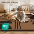 thumbnail image 4 of ODIKA 2'x3' Washable Throw Rug Non-Slip, Low Profile, Flatwoven, Easy Care Brown Earthy Geometric and Botanical Design Elegant Shapes with Natural Leaf Motifs for Hallway, Study Room, 4 of 7