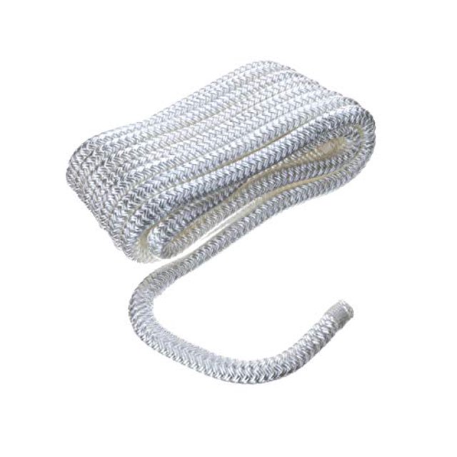 SEACHOICE Double-Braid Nylon Dock Line 1/2" x 20' 40121 White