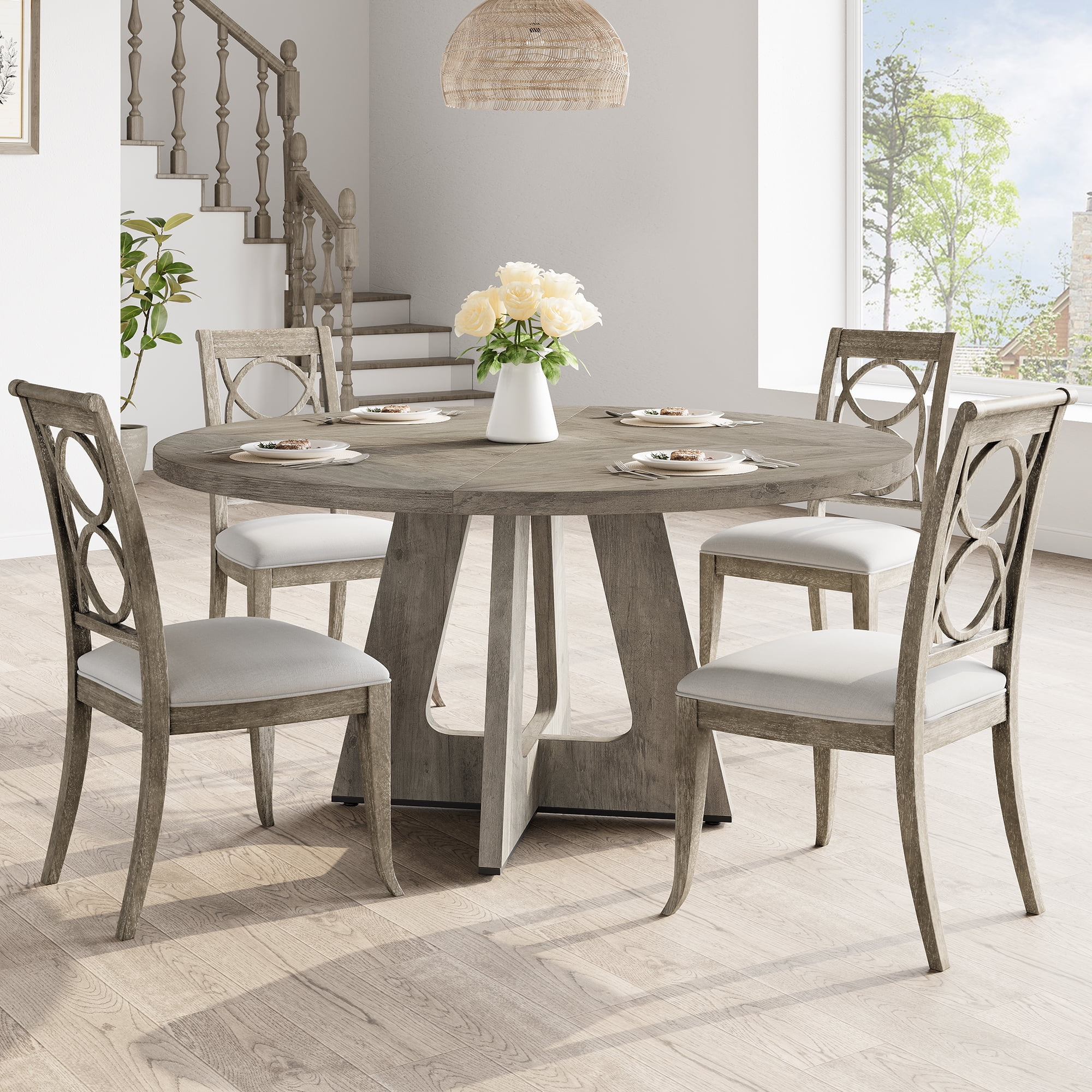 TMS Mid-Century Modern Multipurpose Dining Table, Espresso Finish