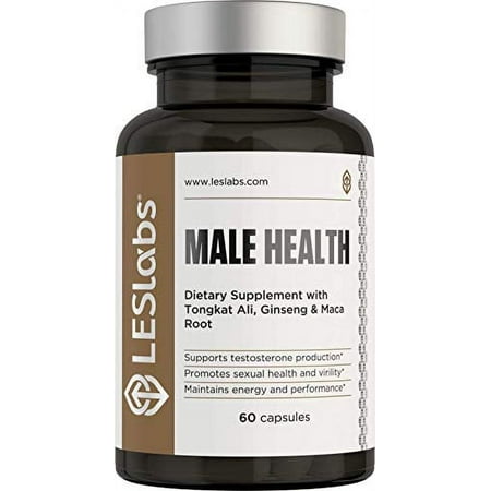 LES Labs Male Health, Testosterone Booster for Men, Strength, Endurance & Performance Supplement with Tongkat Ali, Maca & Ginseng, 60 Capsules