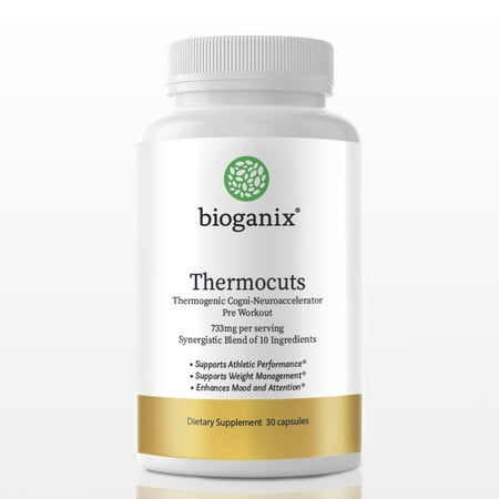 Bioganix, ThermoCuts Energy, Thermogenic Cogni-Neuroaccelerator, Pre Workout with Green Tea Extract, Supports Athletic Performance and Weight Loss, 732mg, 30