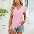 thumbnail image 2 of Kukoosong Women's Casual Solid Color V-Neck Short Sleeve Crop T-Shirt Pull-On Slim Fit for Summer Fashion Comfortable Women's T-Shirts, 2 of 6