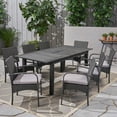 thumbnail image 3 of GDF Studio Elis Outdoor Wood and Wicker 9 Piece Expandable Dining Set, Dark Gray and Gray, 3 of 13