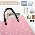LAKIMCT Pink Dot Leather Tote Bag for Women with Interior Small Bag