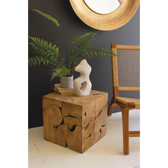 Cube KALALOU DAM1002 Madera rústica de teca teñida de marrón, 37 cm