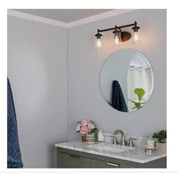 allen   roth Wyatt 23.9-Inches 3 -Light Antique Bronze Farmhouse Vanity light bar