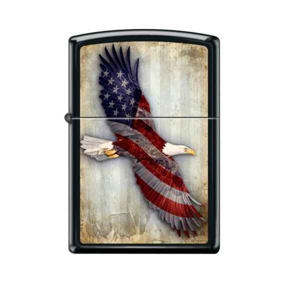 Zippo Lighter - USA Soaring Eagle Black Matte