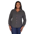 thumbnail image 5 of Plus Size Ribbed Button Up Collared Shirt Jacket, 5 of 9