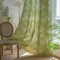 thumbnail image 2 of Green Leaves Boho Curtain for Bedroom,  Rod Pocket Rustic Farmhouse Bohemian Tassels Window Treatment, 1 Panel, 2 of 10