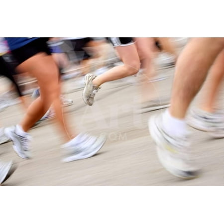 Marathon Runners (In Camera Motion Blur) Print Wall Art By