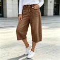 thumbnail image 4 of Raeneomay Women's and Women's Plus Button Front Bermuda Shorts Mid Rise Straight Leg Denim Shorts with Pockets for Summer, 4 of 6