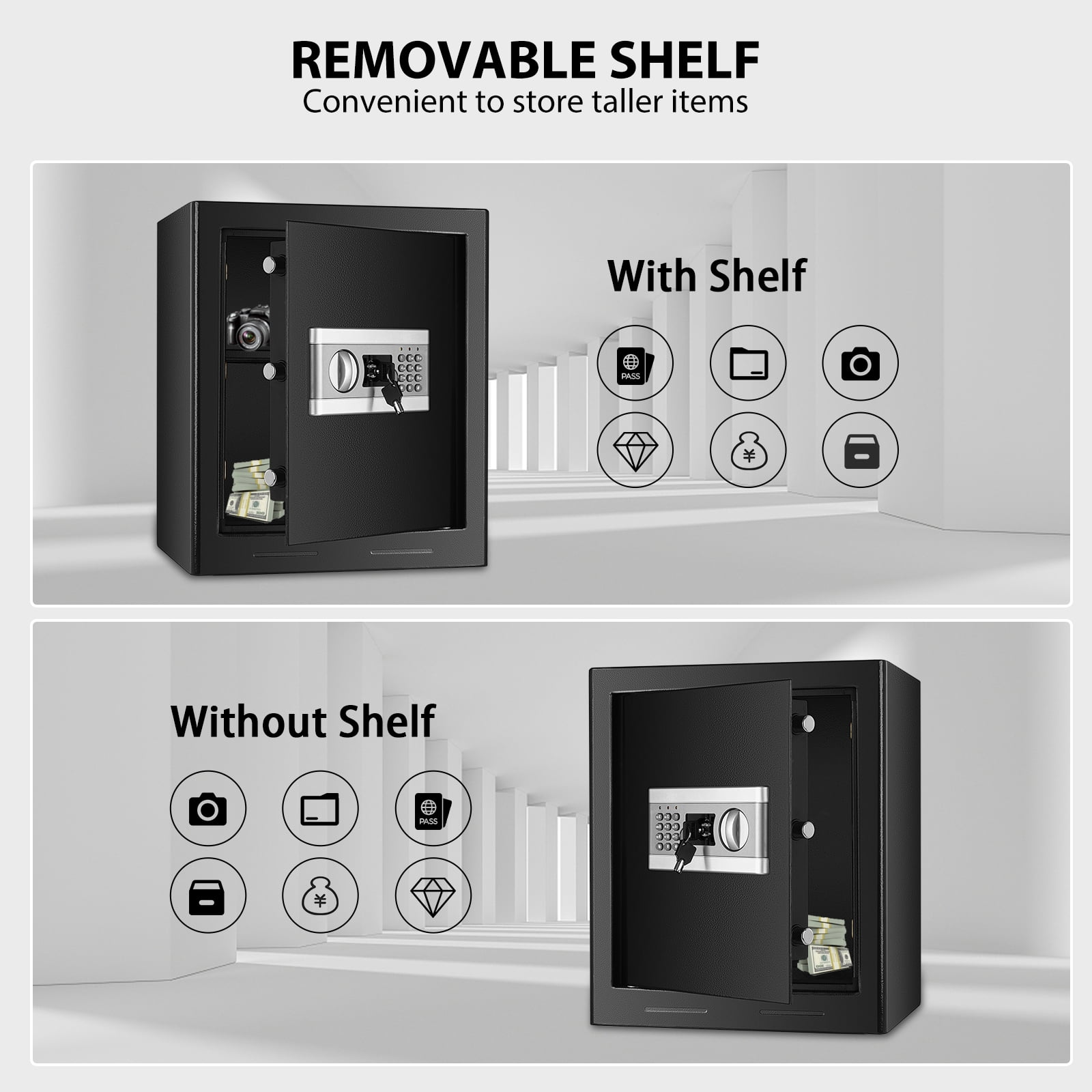 Buy VOGVIGO 2.0 Cubic Feet Safe Box with Fireproof Safe, Steel Security Money Safe and Lock Box