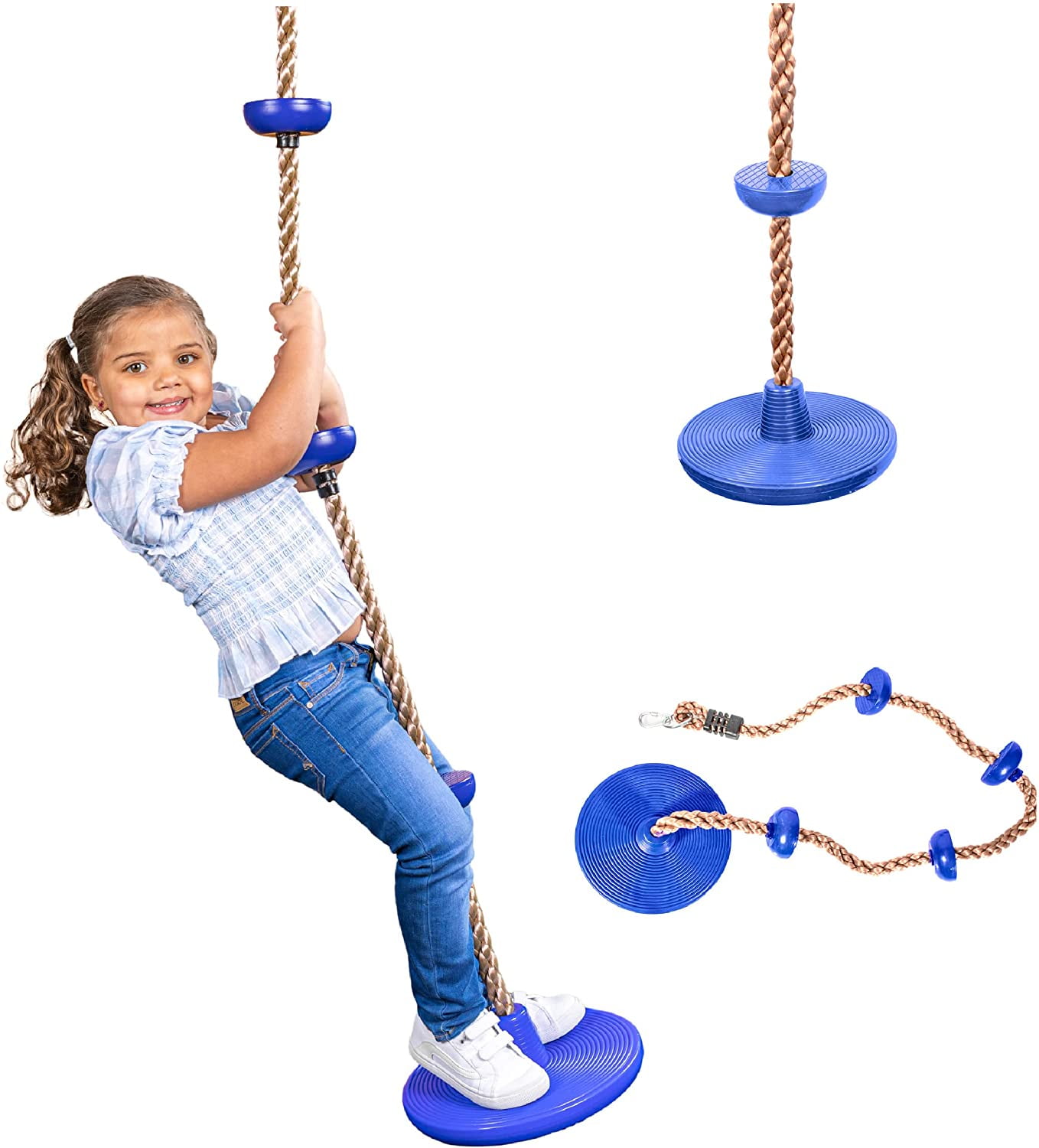 Climbing Rope Tree Swing with Disc Swings Seat Rope Ladder for Kids