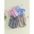 thumbnail image 3 of BemeyourBBs Newborn Baby Girl Boy Plaid Gingham Bubble Romper Infant Baby Summer Clothes Casual Loose Fit Crew Neck Flying Sleeve Bodysuit Playsuit Jumpsuit, 3 of 9