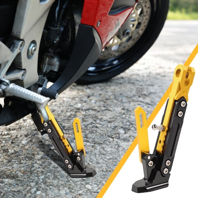 Birdeem Motorcycle Kickstand, Adjustable Side Stand with 6-Level Height, CNC Aluminum Alloy for Secure Parking