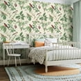 thumbnail image 2 of Peel and Stick Wallpaper Contact Paper Vintage Botanical Bird Colorful Songbirds Green Foliage Self Adhesive and Removable 24in x 118in, 2 of 8