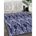 thumbnail image 3 of Ahgly Company Machine Washable Indoor Square Transitional Blue Area Rugs, 3' Square, 3 of 7
