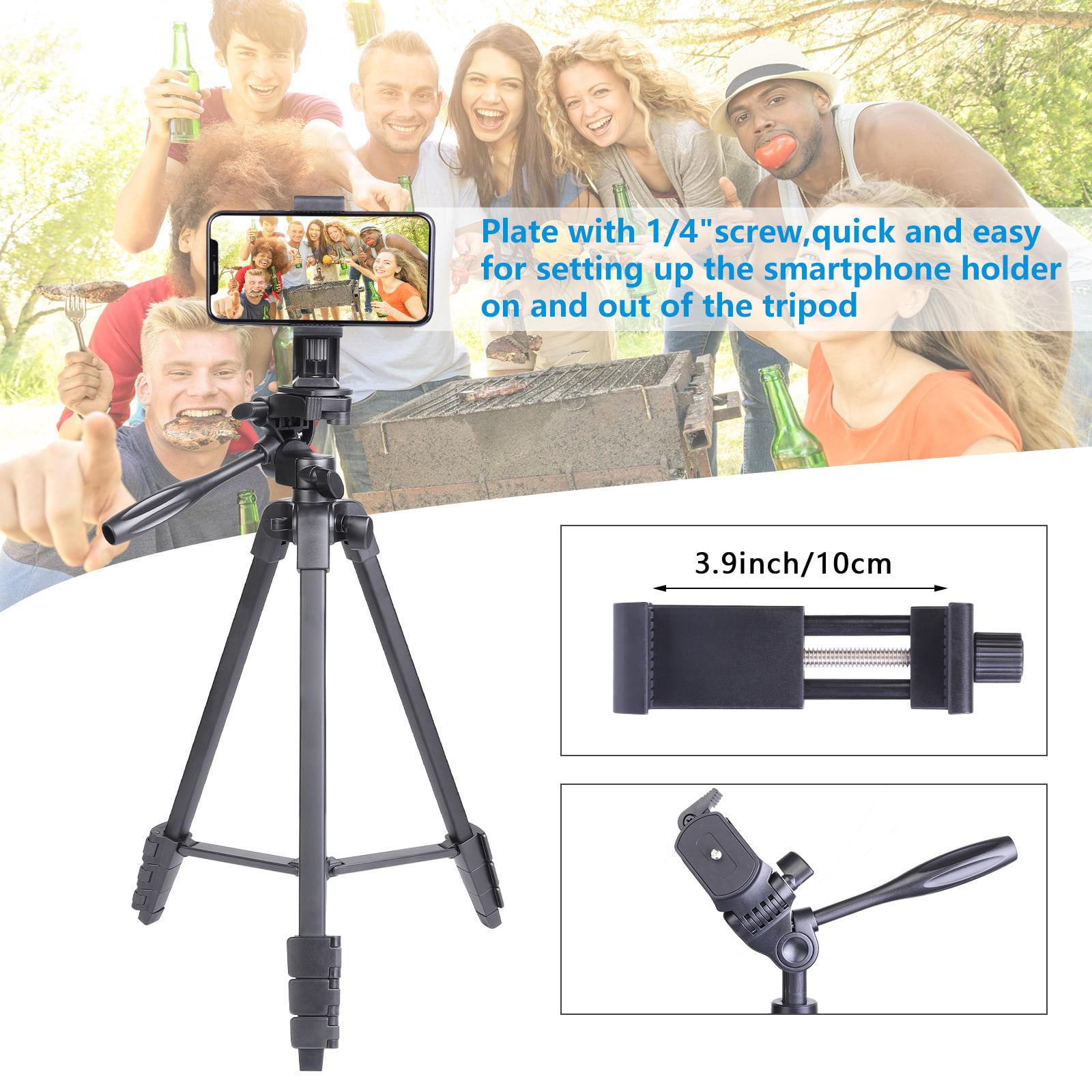 43.3inch Bluetooth Selfie Sticks Tripod Vlogging Extendable 3 in 1 Aluminum Selfie Stick with Wireless Remote and Tripod Stand 360 Rotation for iPhone Android Phone Outdoor Video Recording 