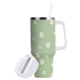 thumbnail image 2 of 40 oz Tumbler With Handle Stainless Steel Insulated Tumbler With Lid for Car Cup Holder Small White Daisy Pattern, 2 of 9
