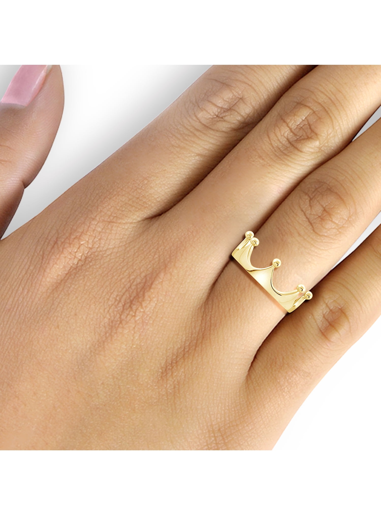 JewelersClub 14K Gold Plated Silver Crown Ring for Women | Dainty 14K Gold Plated Silver Promise Ring For Women | Silver Crown Ring For Women