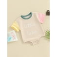 thumbnail image 4 of Gureui Boys and Girls Romper Round Neck Short Sleeve Letter Print Contrast Color Jumpsuit Infant Toddler Baby Clothes for Summer, 4 of 9