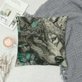 thumbnail image 2 of ONETECH Wolf Throw Pillow Cushion Cover, Artwork Illustration Wolf Portrait Print, Decorative Square Pillow Case, Jade Green, 2 of 5