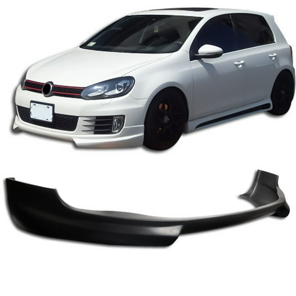 Ikon Motorsports Compatible with 10-14 Volkswagen VW Golf 6 GTI RG Style Front Bumper Lip Unpainted - PU