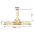 thumbnail image 2 of 10mm x 6mm x 10mm Brass Hose Reducer Barb Fitting Tee T-Shaped 3 Way Barbed Connector Air Water Fuel Gas 3 pcs, 6mm x 5mm x 6mm, 2 of 3