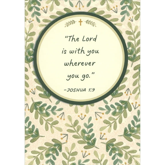 Designer Greetings The Lord is With You Wherever You Go on Green Leafy Background 1st / First Communion Gift Card Holder Congratulations Card
