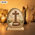 thumbnail image 1 of Yunuuuoa He Is Risen Easter Decor Resurrection Scene Empty Tomb Wooden Nativity Display with Crosses for Home Decor Tabletop Shelf Christian Religious Holiday Decoration, 1 of 9